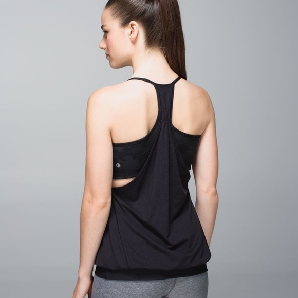 LULULEMON |  No Limits Tank Top Size 4 Sport Bra Camo Black Athletic - Picture 1 of 8